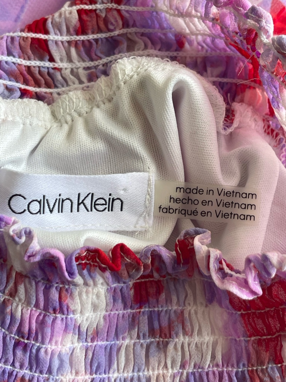 Calvin Klein Lavender Floral Pleated Midi Dress with Red Accents Size 10/12 NWOT - Picture 14 of 14